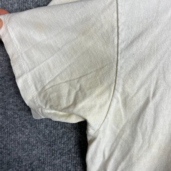 Vintage Hanes Fila White CrewNeck T-shirt Single Stitch Made in USA Size L - Picture 6 of 10